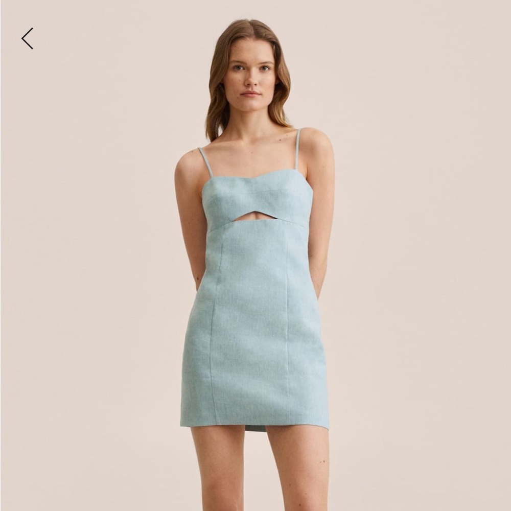 Mango Cut Out Linen Blend Dress - Picture 1 of 11